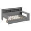 Lit de jour en bois avec tablettes de rangement, lit multifonctionnel avec deux tiroirs de rangement et bureau d'étude-113546605
