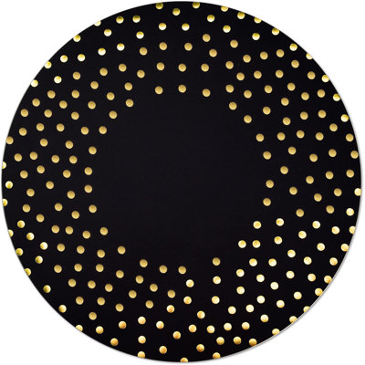 50-Pack Round Black and Gold Foil Polka Dot Paper Placemats (14") – Disposable Table Decor for Weddings & Parties