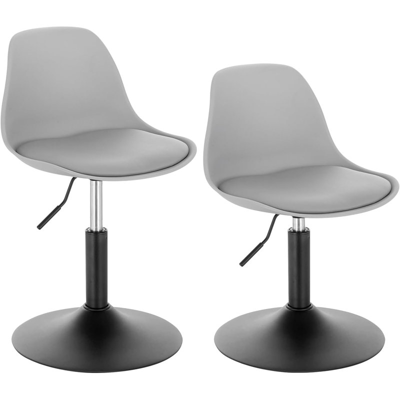 Silsby Swivel Upholstered Adjustable Height Counter Stool with Metal Frame, 2, Grey