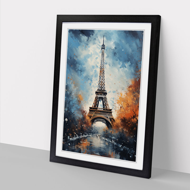 Eiffel Tower Modern - Framed Print, 34" H x 25" W x 2" D, Black