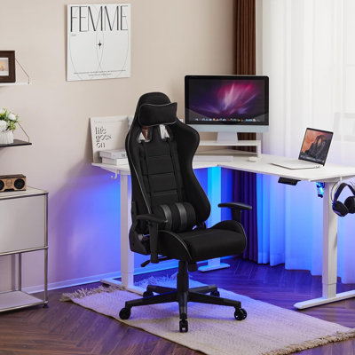 Inbox Zero Adjustable Reclining Ergonomic Swiveling PC & Racing Game Chair