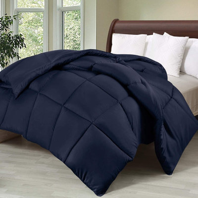 Édredon en duvet synthétique bleu marine - Édredon en duvet matelassé avec coutures d'angle