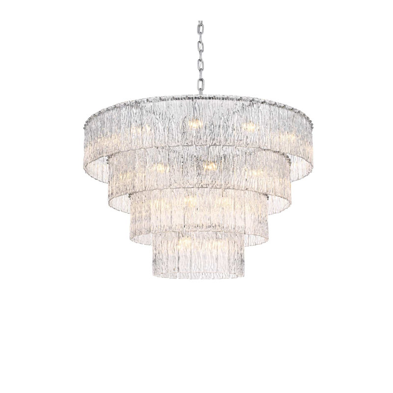 Lustre en verre 40 pouces Intisar, Chrome chrome