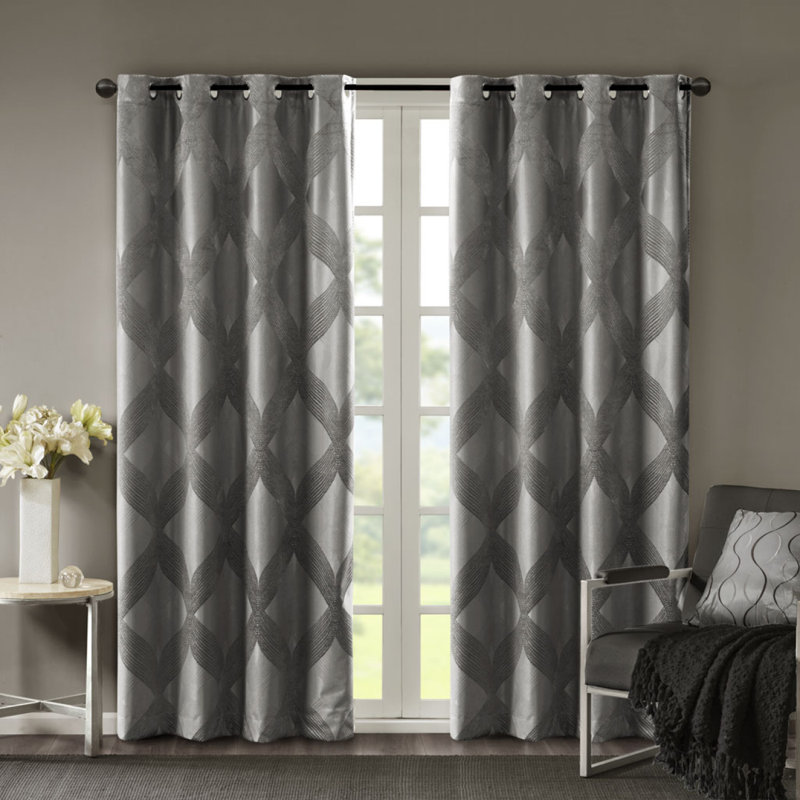Panneau de rideau occultant en tricot jacquard Ogee (seulement 1 panneau PC)