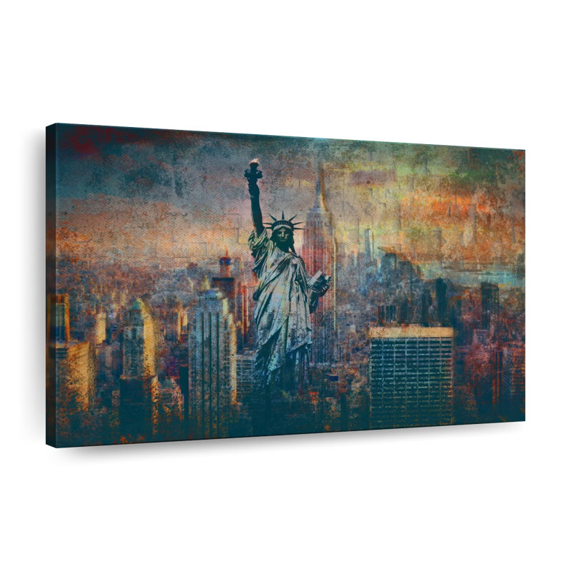" Grunge Liberty Statue " by PaintboxJenny, 8" H x 12" W x 1" D