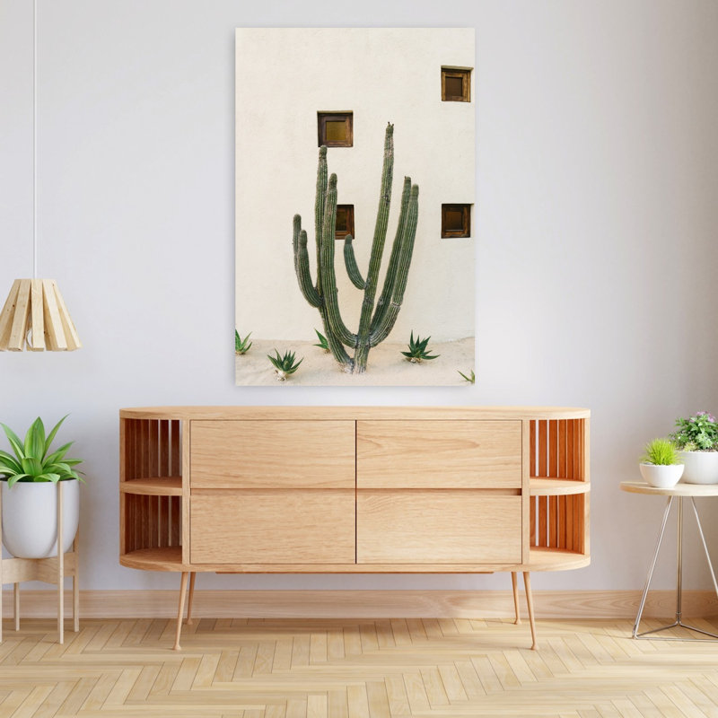 Art contemporain, paysage abstrait de cactus, H 48 po x l 32 po