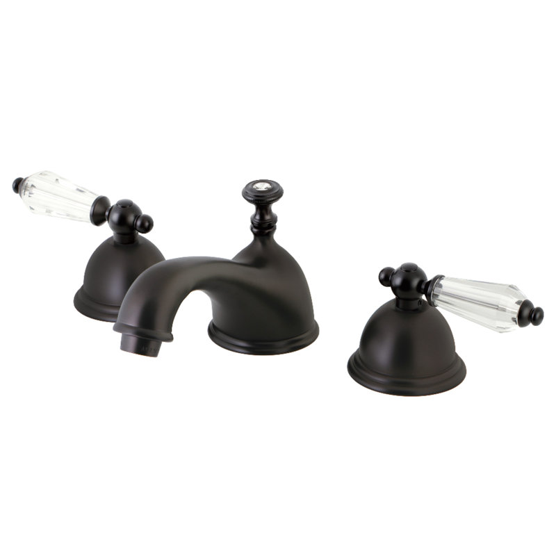 Kingston Brass Wilshire Two-Handle 3-Hole Deck Mount Widespread Bathroom Faucet with Brass Pop-Up Drain, Oil Rubbed Bronze