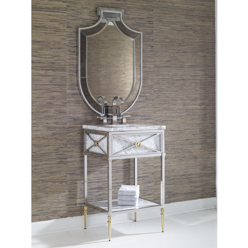 Petite Marble and Stainless Steel Single Bathroom Vanity