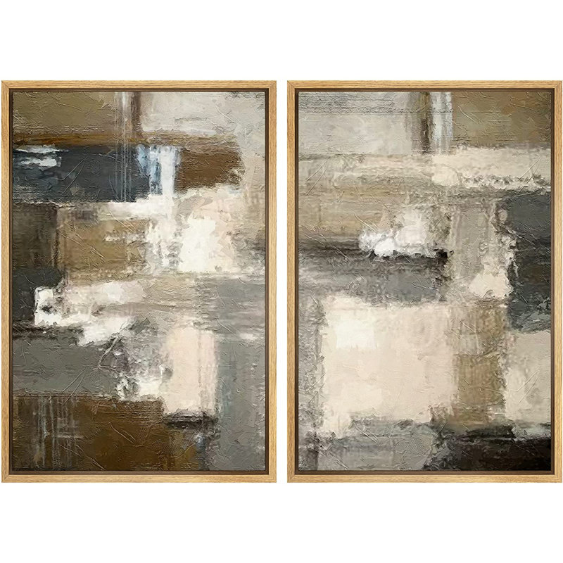 «Abstract Abstract Paint Effect», reproduction d'art sur toile, H 16 po x l 24 po x P 2 po, Toile avec cadre flottant brun