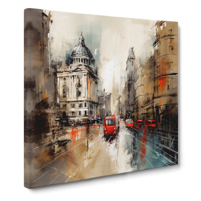 City Of London Gestural No.3 - Wrapped Canvas - Framed Print