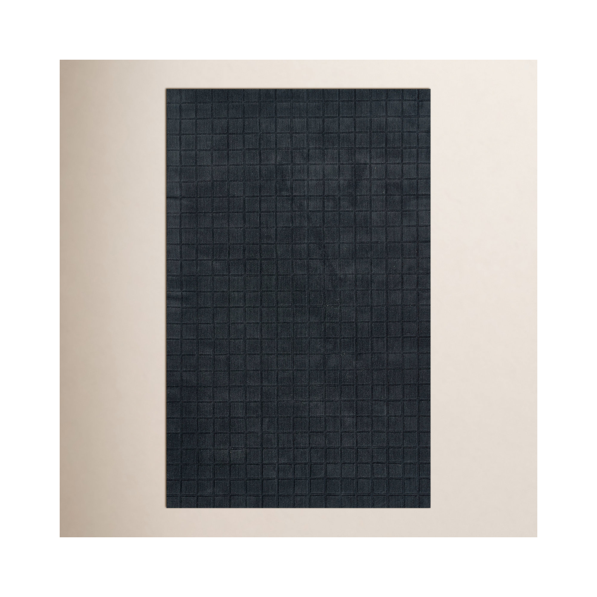 AllModern Contour Hand Loomed Wool Geometric Navy Area Rug, Runner 2'3" x 8'