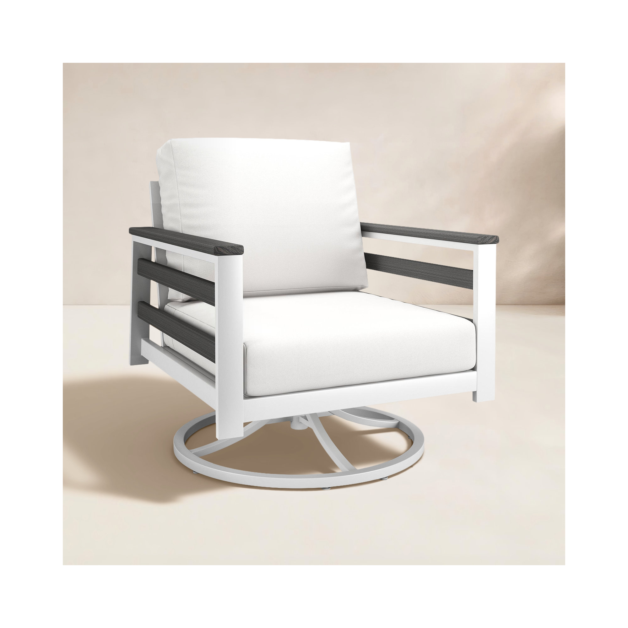 Townsend Metal Outdoor Rocking Chair With Sunbrella Cushion, Canvas White
