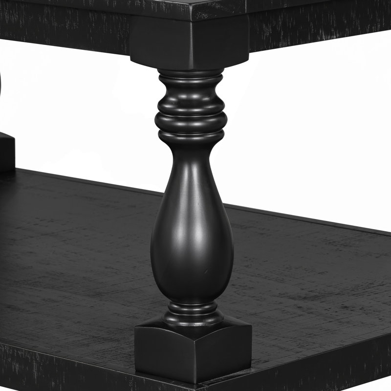 Table basse avec tablette de plancher, Noir, noir, noir, noir