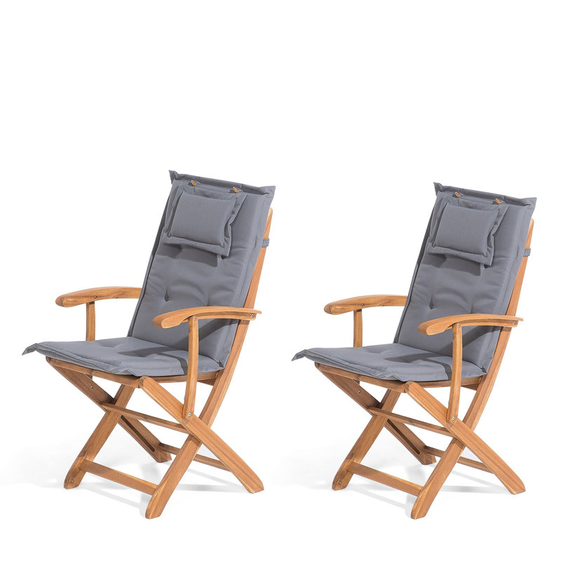 Maren Folding Patio Dining Armchair with Cushion, Grey