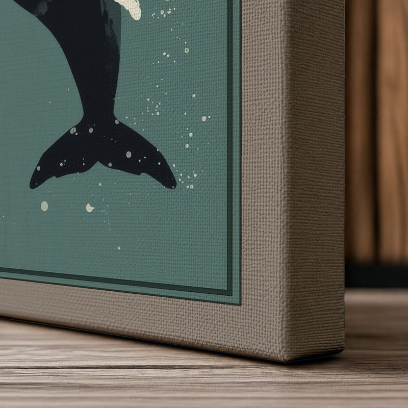 Whale at Peace Coastal - Wrapped Canvas, 24x16 - 61.0 x 40.6 cm, Taupe Border