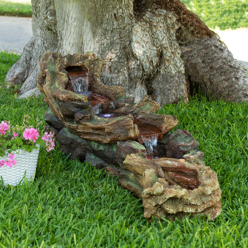 Outdoor Weather Resistant Fountain with Light, 20" H x 59" W x 16" D