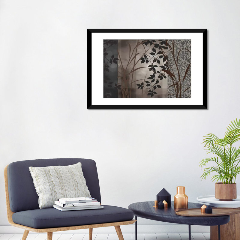 «Silver Whispers I», reproduction d'impression sur toile tendue, H 16 po x l 24 po x P 1 po, Papier d'art encadré noir, Blanc