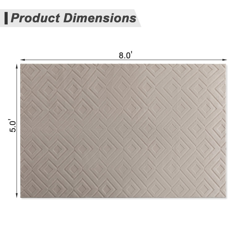 Machine Washable Geometric Shapes Area Rug - Soft Carpet With Non-slip Backing For Living Room, Bedroom, Office
