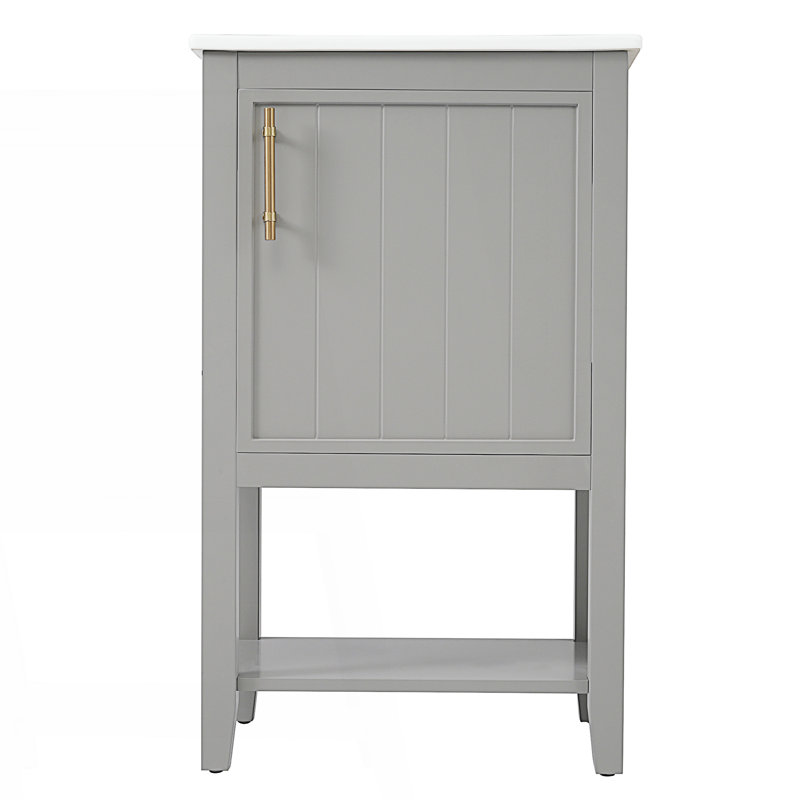 Meuble-lavabo de salle de bain avec lavabo, armoire de salle de bain avec porte à fermeture douce, support de rangement et tablette ouverte