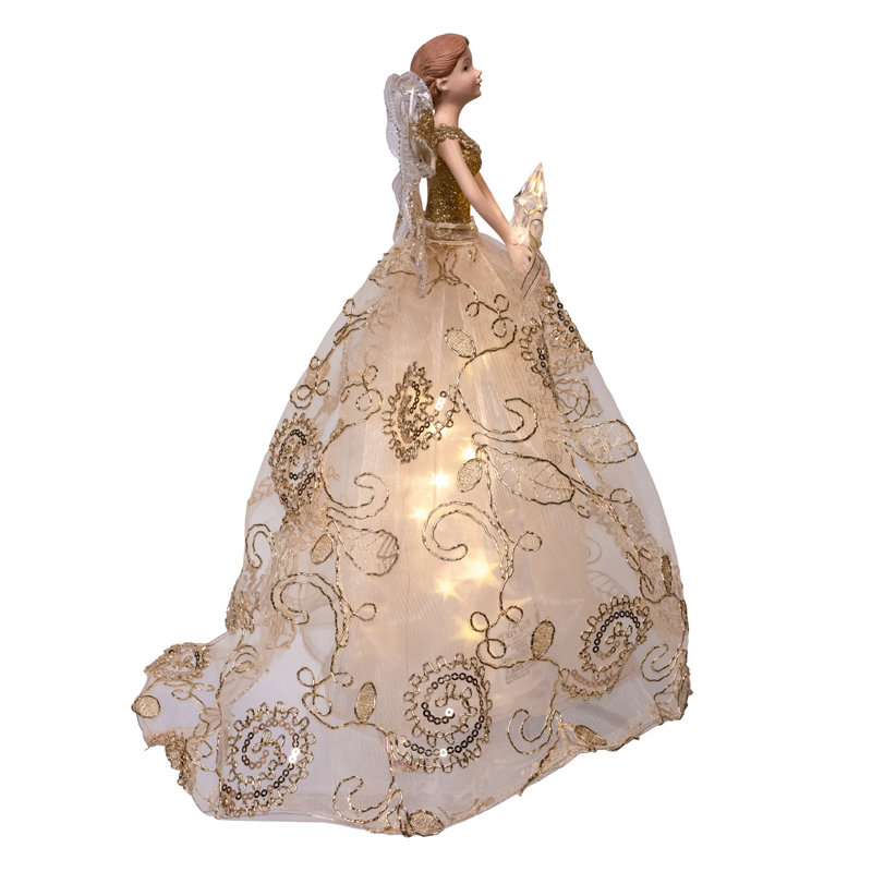 Kurt Adler 12" Prelit Angel With Star Reflect Effect Tree Topper
