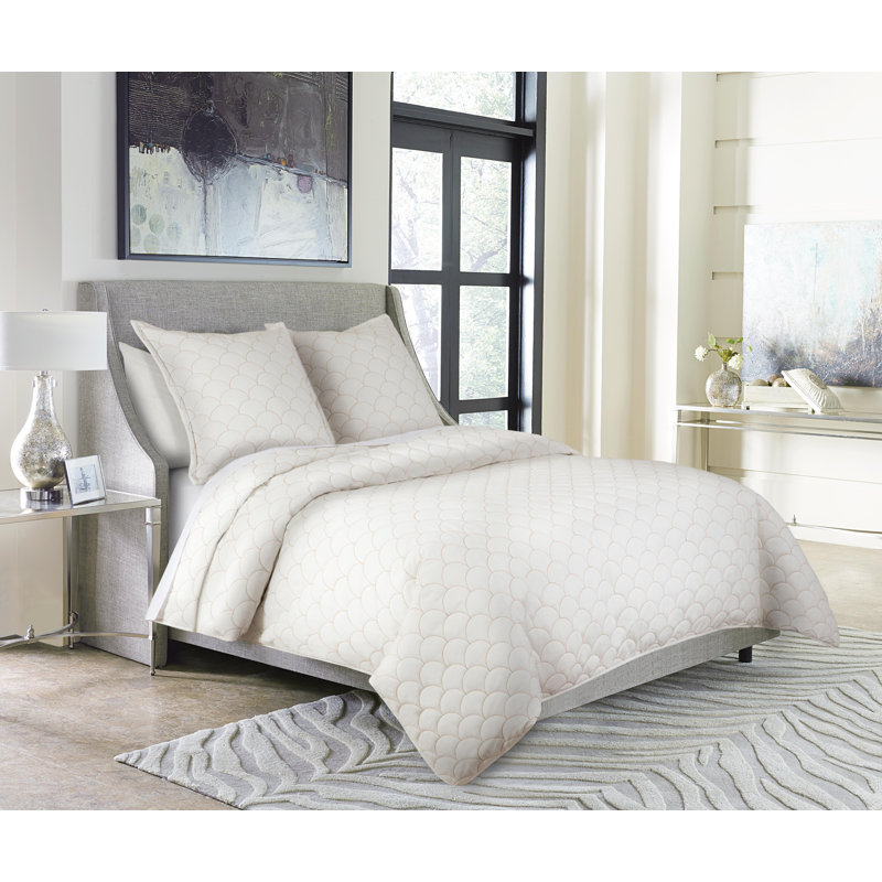 Trabuco 3-Piece Duvet Set - White, King Duvet Cover + 2 Euro Shams