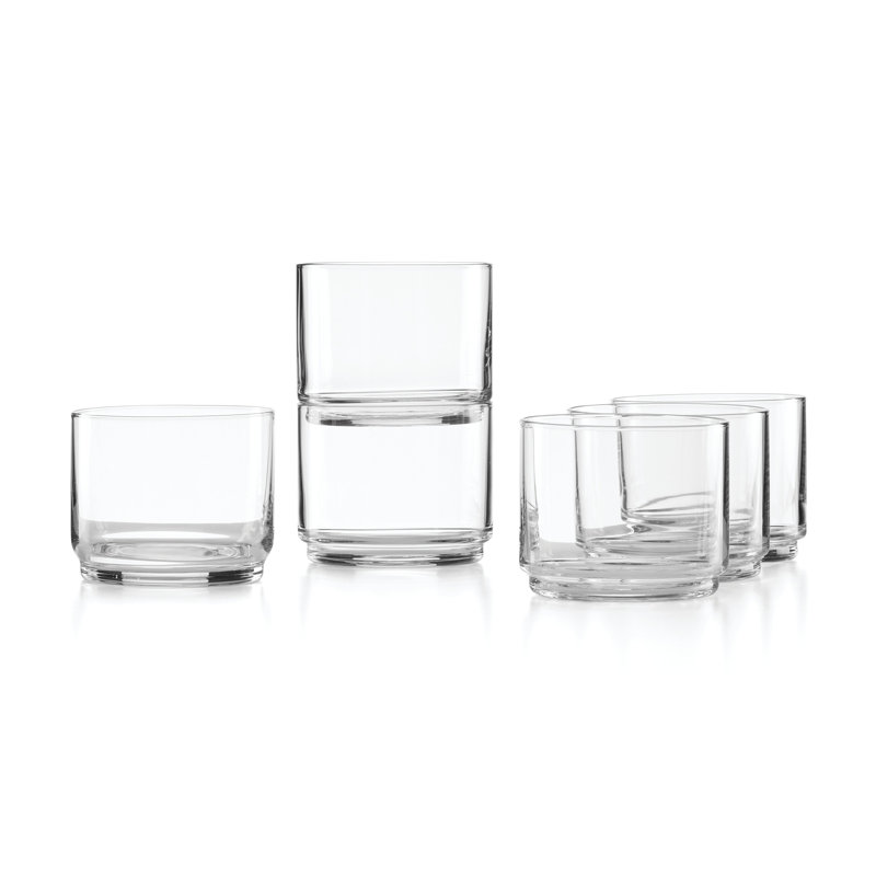 Clear Stackable Short Drinking Glasses Set of Six