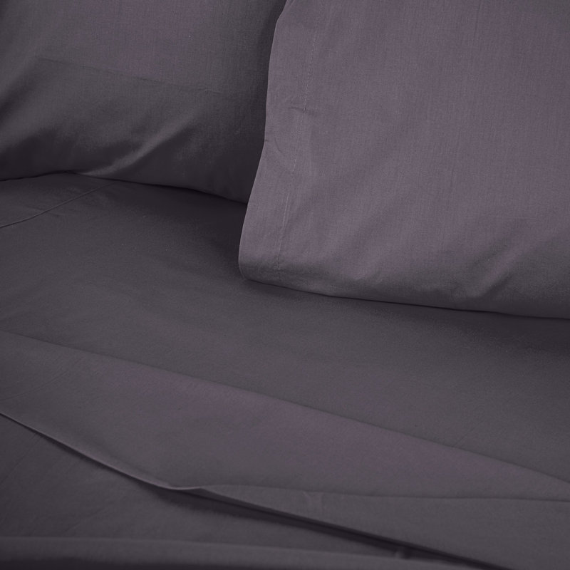 Dark Grey Ranforce Single Small Fitted Sheet, 38 x 75 + 11.8 Deep Pocket | 100% Cotton, 155 Thread Count | Soft, Durable & Machine Washable at 86°F | Perfect for Comfortable Sleep & Easy Care