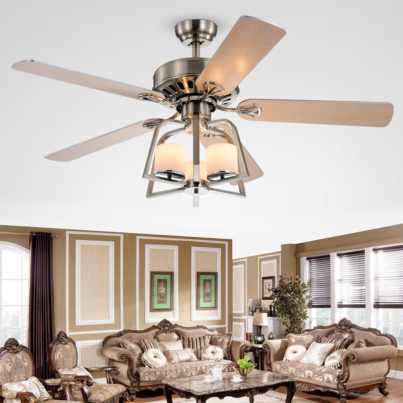 Ventilateur de plafond standard à 5 pales de 52 po avec télécommande et ensemble d'éclairage inclus Tyreke