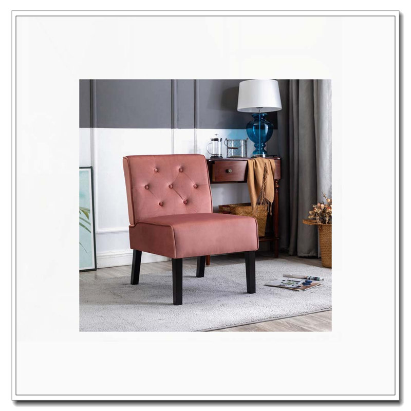 Ensemble de 2 chaises sans accoudoirs en velours - rose - capitonné, Rose