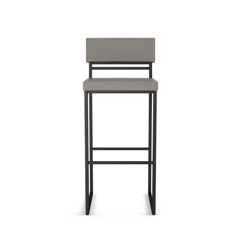Abshir Counter & Bar Stool, Bar Stool (30.75" Seat Height), Silver Gray Polyester/ Black Metal Frame