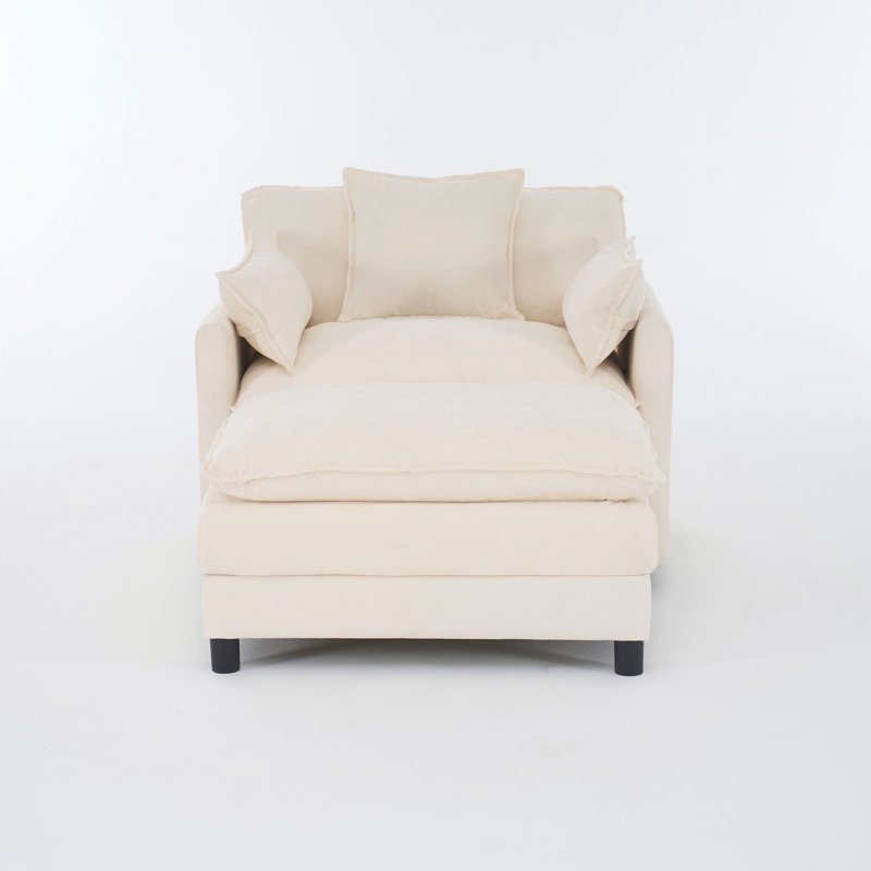 Chaise d'appoint moderne avec repose-pieds, Beige