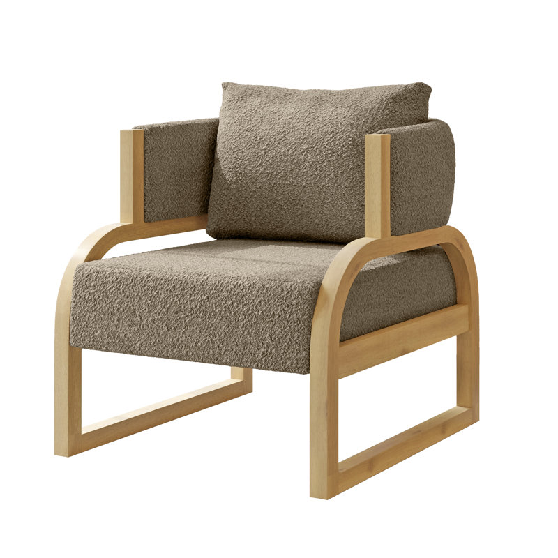 Fauteuil d'appoint Brayden, Bois naturel, Polyester brun clair