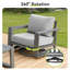 Ensemble de conversation d'extérieur en aluminium 3 pièces avec chaises pivotantes, coussins gris et table d'appoint Adden-122876021