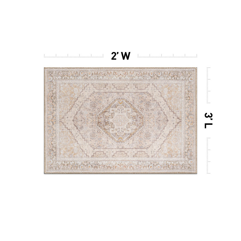 Tapis beige à motif antidérapant Valora, Rectangulaire 2 pi x 3 pi