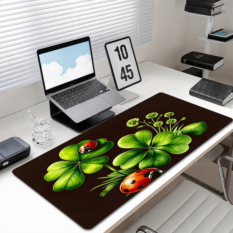 Tapis de souris en caoutchouc, surface lisse en microfibre, base antidérapante, bords arrondis, idéal pour le bureau et les jeux, 43 x 119 cm, motif chat rose dans un café.