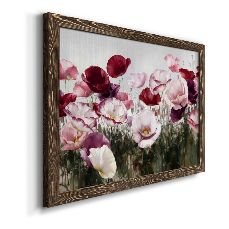 Toile encadrée de qualité supérieure Royal Poppy Field - prête à être accrochée, H 20 po x l 17 po x P 1,5 po, Noyer