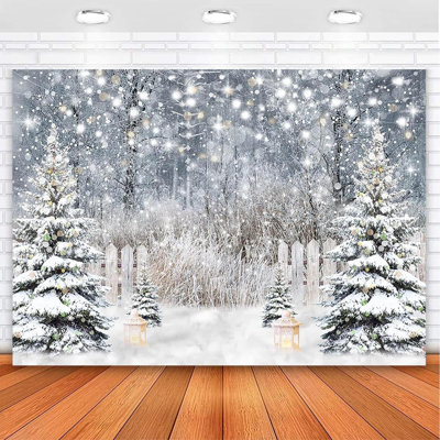 Hiver, photographie, toile de fond, paillettes, forêt enneigée, pin, fond, neige, Noël, fête de Noël, décoration, bannière, portrait, studio, photobooth, accessoires