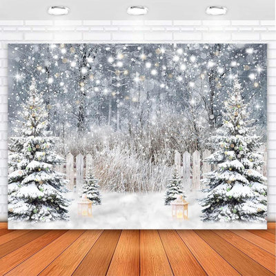 Winter Photography Backdrop Glitter Snowy Forest Pine Tree Background Snow Christmas Xmas Holiday Party Decor Banner Portrait Studio Booth Photobooth Props