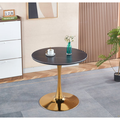 31.5" Tulip Table Dining Table For 2-4 People With Round Mdf Table Top, Pedestal Dining Table, End Table Leisure Coffee Table