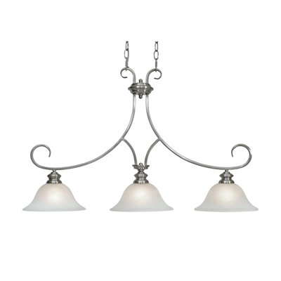 Anglim 3 - Light Steel Dimmable Linear Chandelier - Pewter