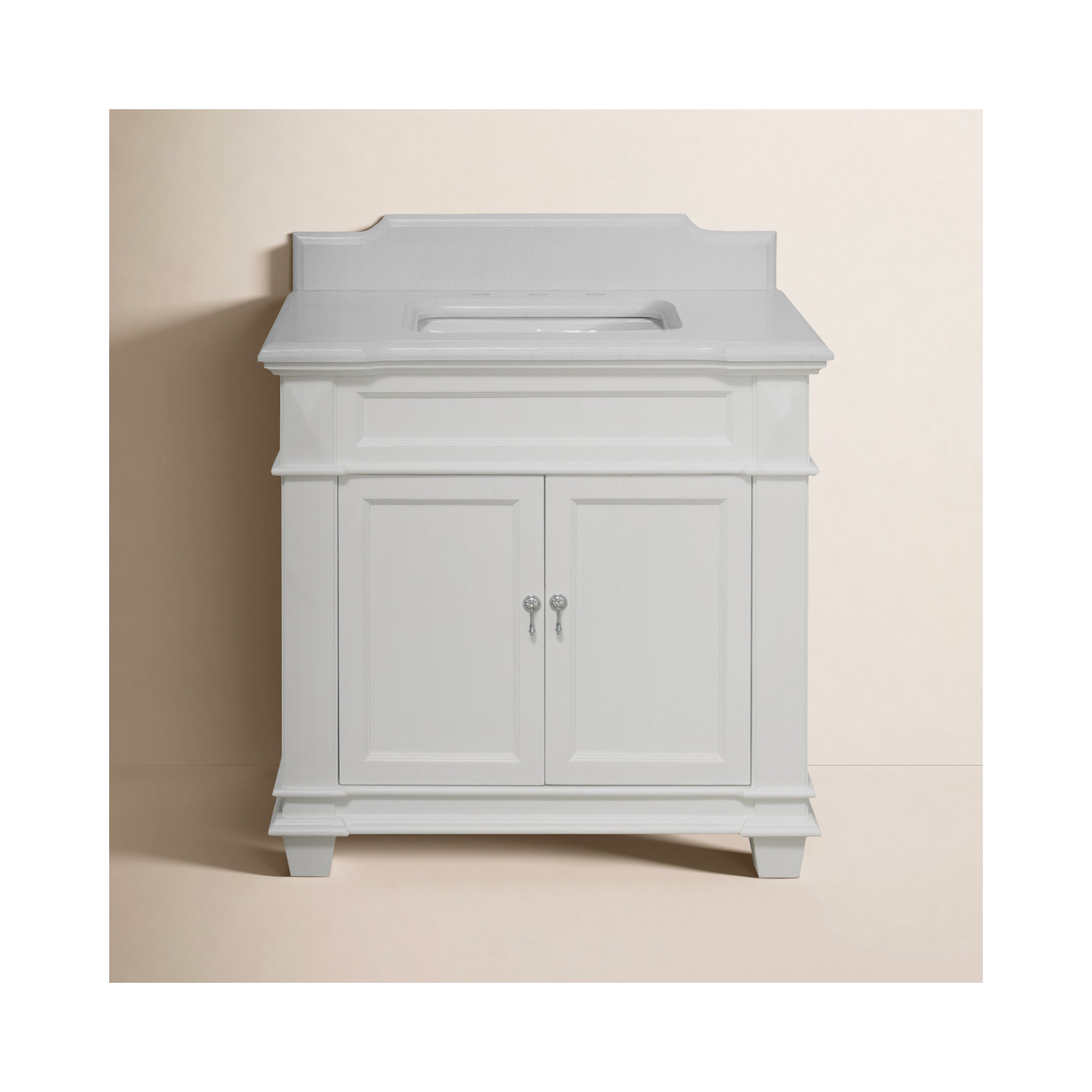 Ensa 36'' Single Bathroom Vanity, White, White Quartz