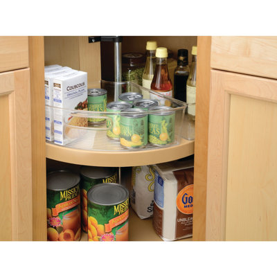 iDesign Plastic Lazy Susan Storage Basket 1/4 Wedge with Handle 16.3" x 10.8" x 4.0", Clear