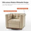 Fauteuil club pivotant carré en cuir véritable Sonika avec cadre en bois massif-616991311