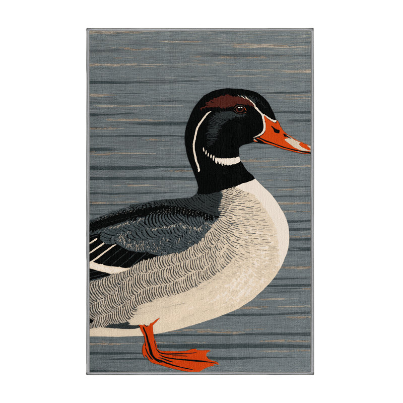 Washable Common Merganser Birds Area Rug, Rectangle 2' x 3'