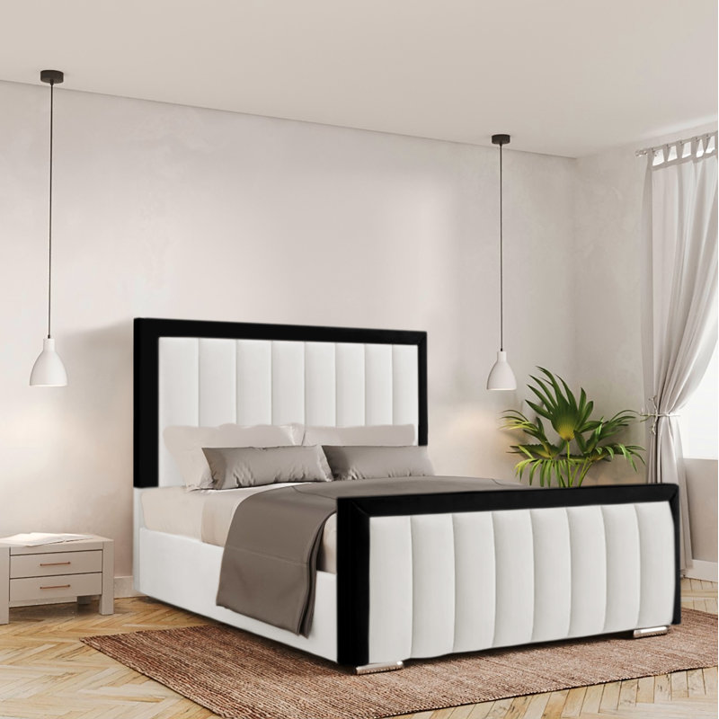 Ballal Upholstered Bed, White, Single (3'), No