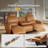 85" Power Massage Reclining Sofa with Adjustable Headrest, 3 Seater Recliner Couch with Drop Down Table Tray