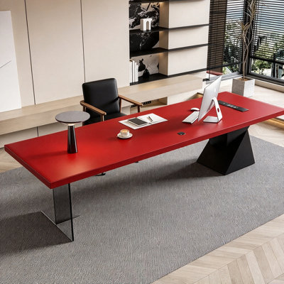 Steel and Acrylic Executive Desk with Built-In Electrical Outlet