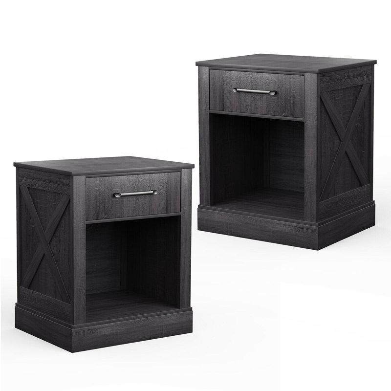 Leng 20'' W Nightstand, Black