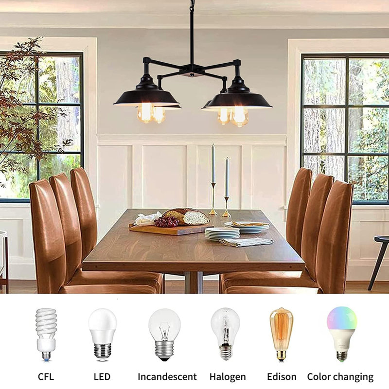 Luminaire suspendu noir pour îlot de cuisine 4 lumières
