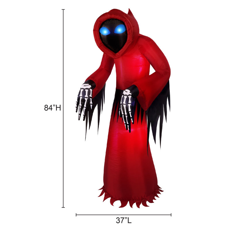 Décoration de jardin gonflable Airflowz Faucheuse sans visage lumineuse pour Halloween, autogonflante, 1 paquet, à partir de 14 ans